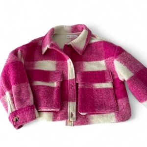 Zara kids pink checkered coat